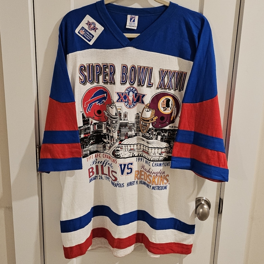 Vintage 1991 LOGO 7 Superbowl XXVI Washington Redskins Half-Sleeve T-Shirt - XL